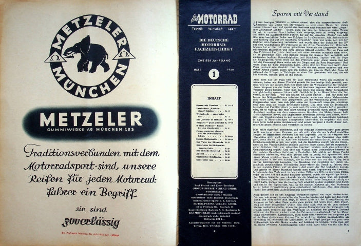 Inhaltsverzeichnis Motorrad 01/1950