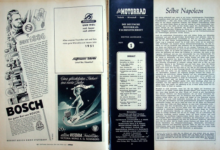 Inhaltsverzeichnis Motorrad 01/1951