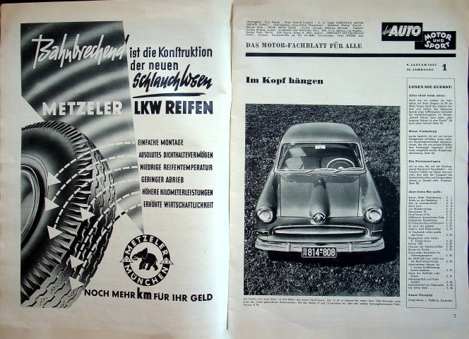 Inhaltsverzeichnis Auto Motor und Sport 01/1955