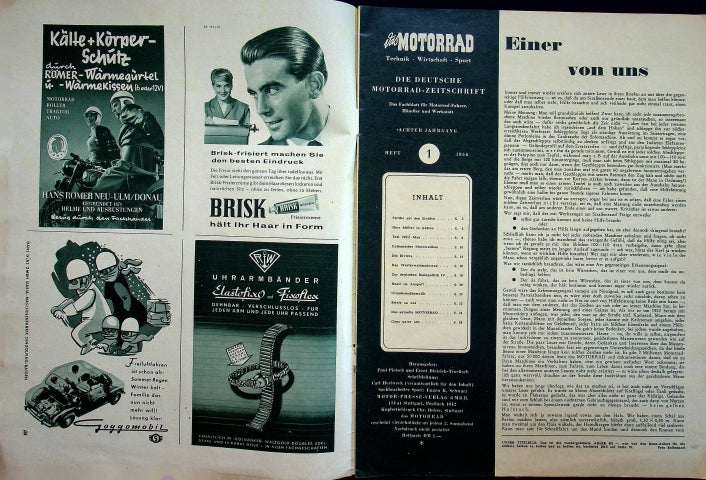 Inhaltsverzeichnis Motorrad 01/1956