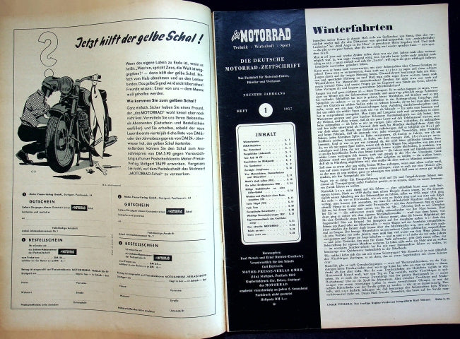 Inhaltsverzeichnis Motorrad 01/1957