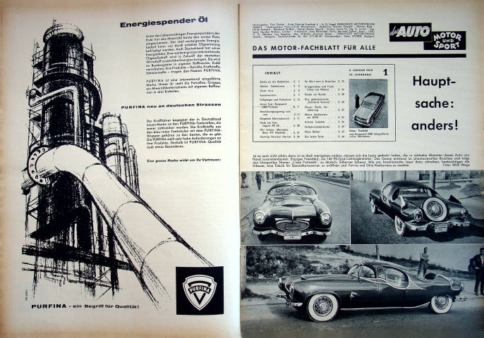 Inhaltsverzeichnis Auto Motor und Sport 01/1958