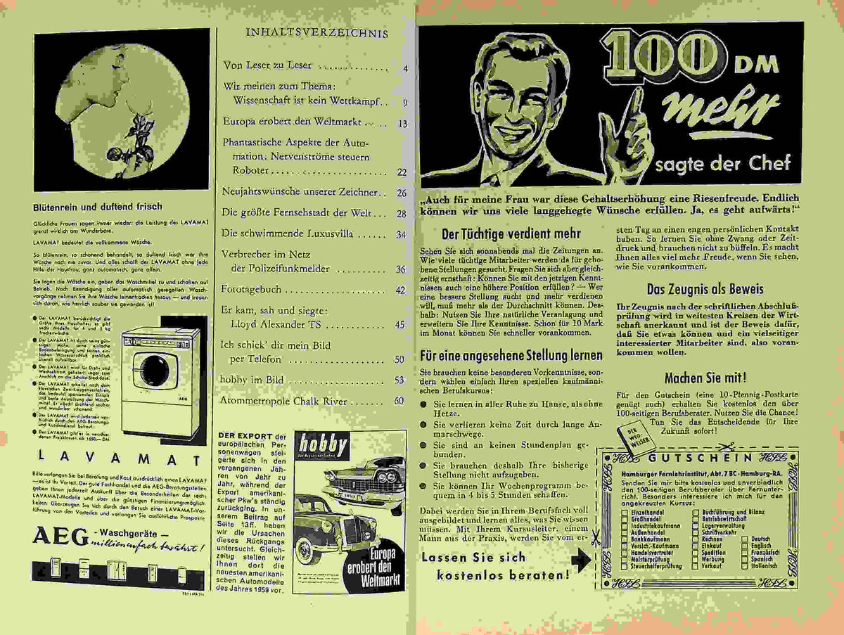 Inhaltsverzeichnis Hobby 01/1959