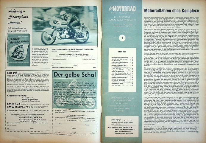 Inhaltsverzeichnis Motorrad 01/1959