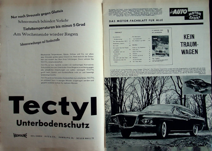 Inhaltsverzeichnis Auto Motor und Sport 01/1962