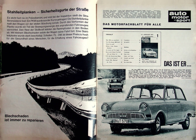Inhaltsverzeichnis Auto Motor und Sport 01/1963