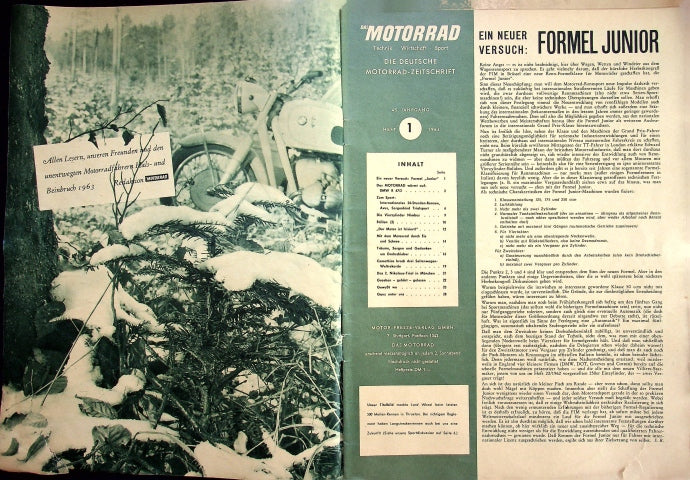 Inhaltsverzeichnis Motorrad 01/1963