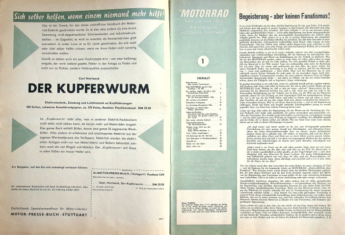 Inhaltsverzeichnis Motorrad 01/1964