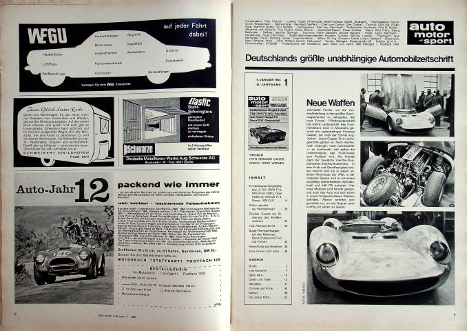 Inhaltsverzeichnis Auto Motor und Sport 01/1965