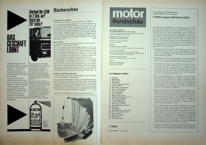Inhaltsverzeichnis Motor Rundschau 01/1965