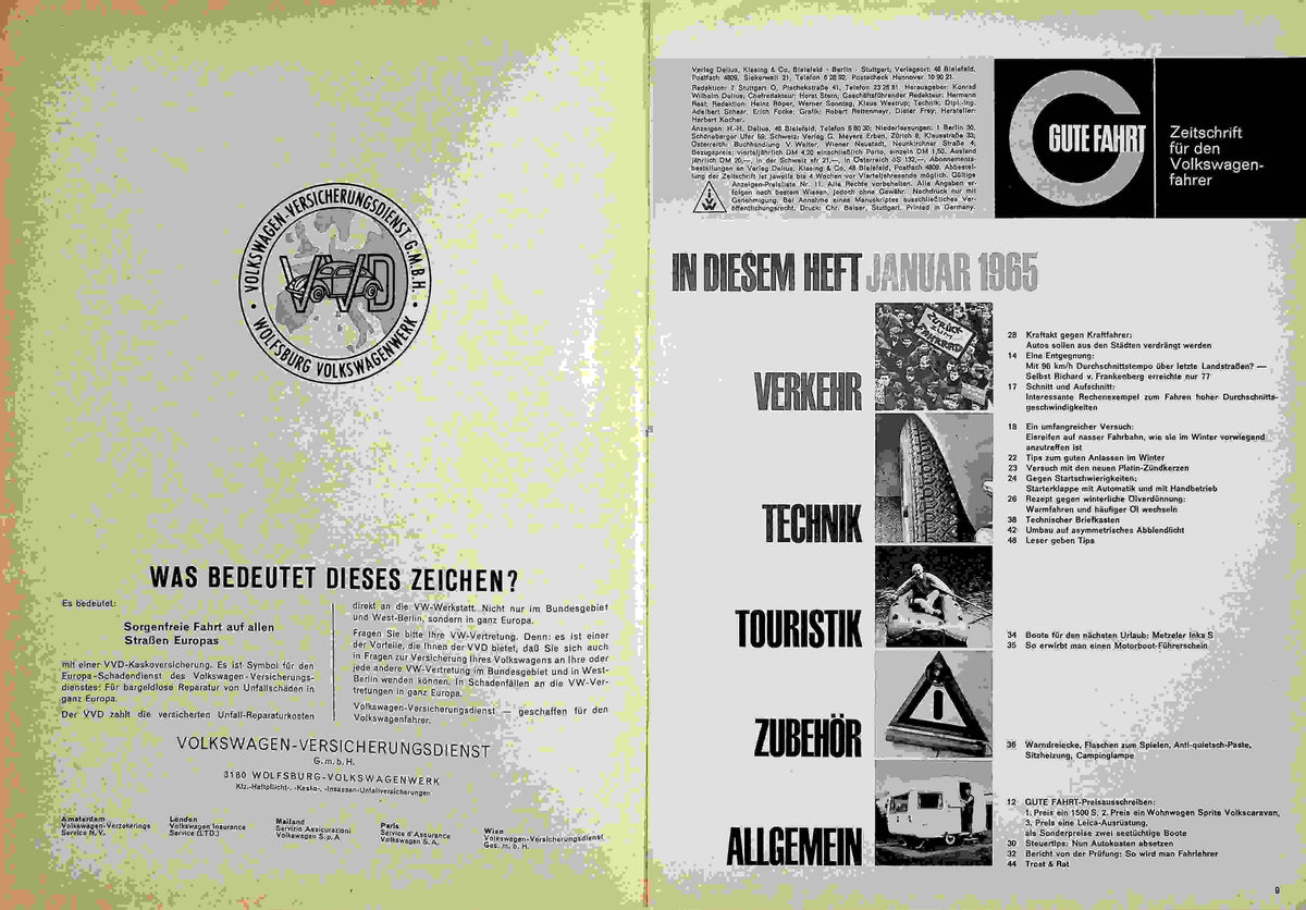 Inhaltsverzeichnis Gute Fahrt 01/1965