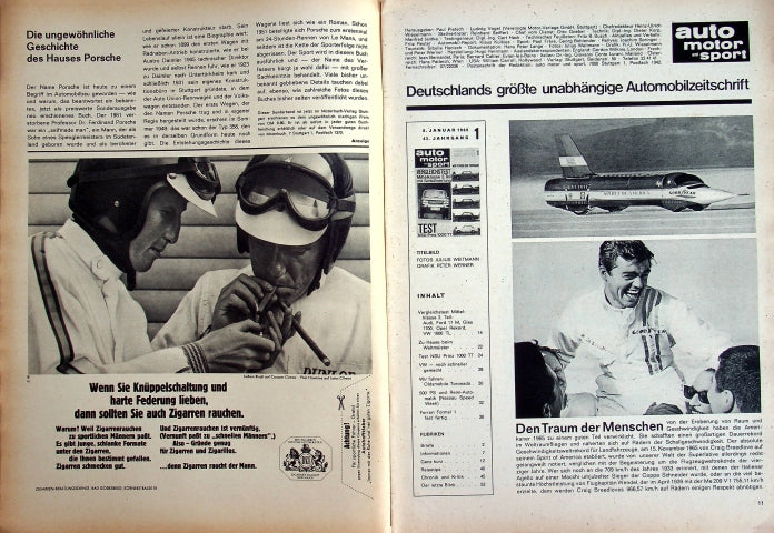Inhaltsverzeichnis Auto Motor und Sport 01/1966