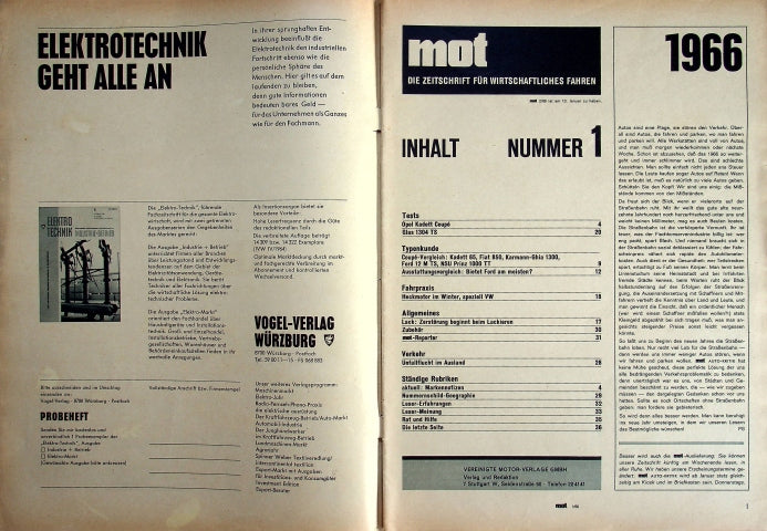 Inhaltsverzeichnis MOT 01/1966