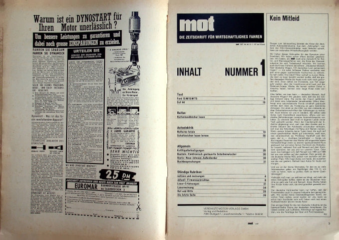 Inhaltsverzeichnis MOT 01/1967