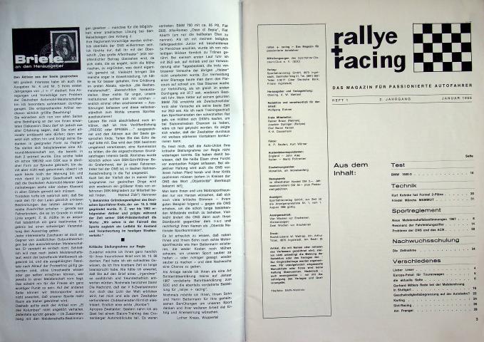 Inhaltsverzeichnis Rallye Racing 01/1967