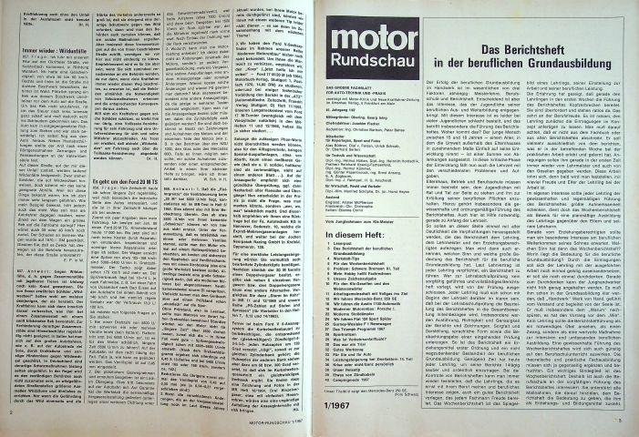 Inhaltsverzeichnis Motor Rundschau 01/1967