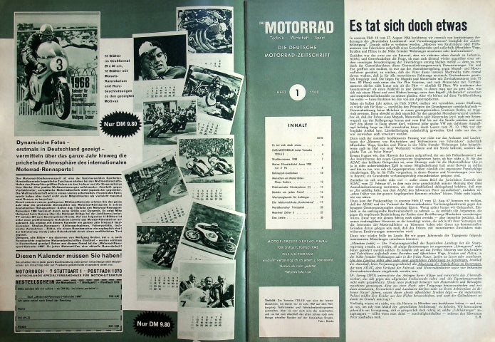Inhaltsverzeichnis Motorrad 01/1968