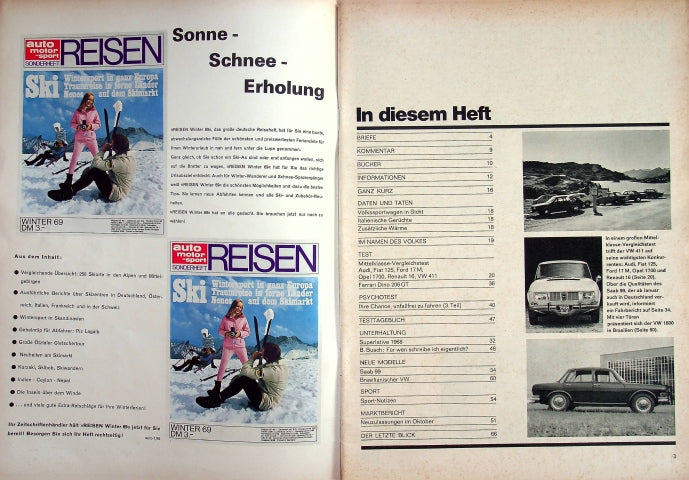 Inhaltsverzeichnis Auto Motor und Sport 01/1969