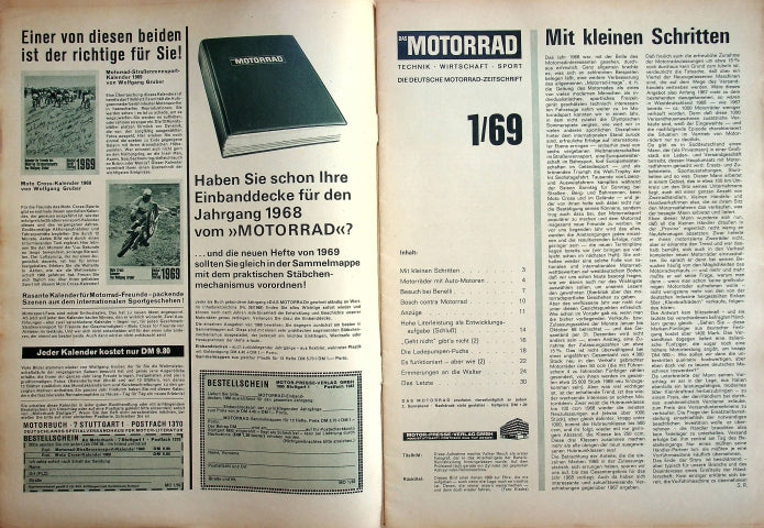 Inhaltsverzeichnis Motorrad 01/1969
