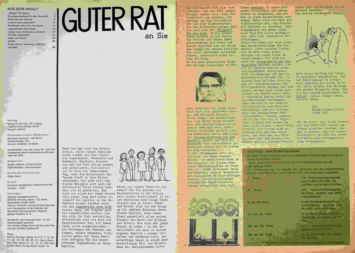 Inhaltsverzeichnis Guter Rat 01/1970