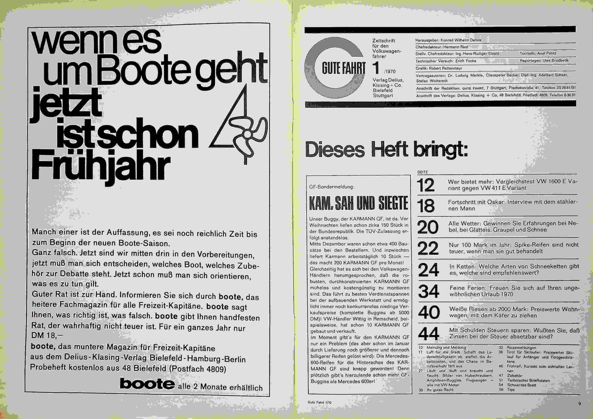 Inhaltsverzeichnis Gute Fahrt 01/1970