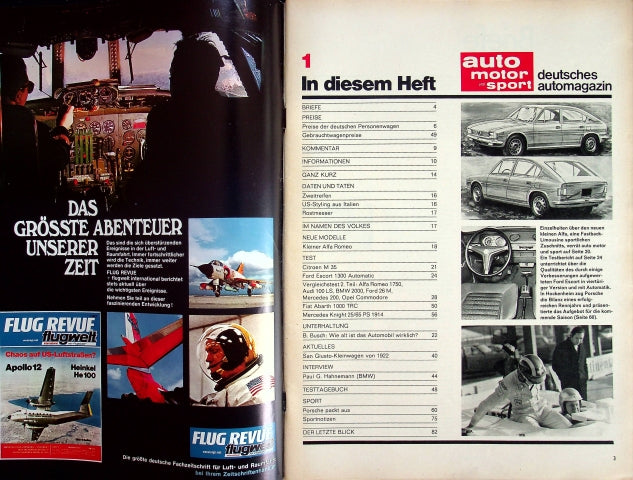 Inhaltsverzeichnis Auto Motor und Sport 01/1970