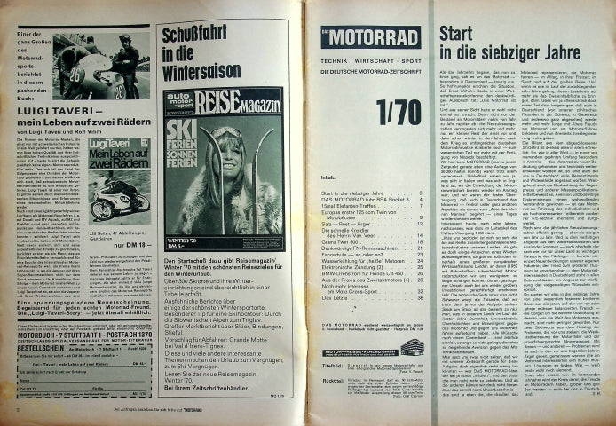 Inhaltsverzeichnis Motorrad 01/1970