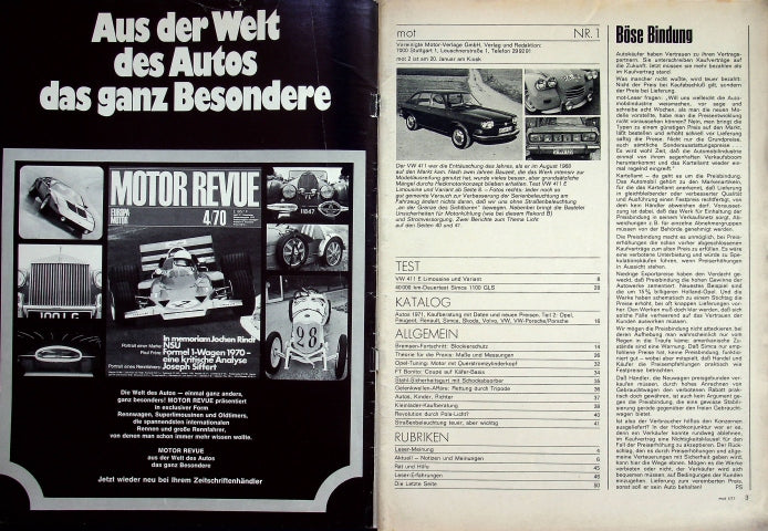 Inhaltsverzeichnis MOT 01/1971