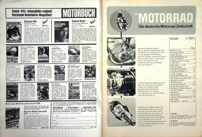 Inhaltsverzeichnis Motorrad 01/1971