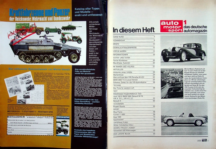 Inhaltsverzeichnis Auto Motor und Sport 01/1971
