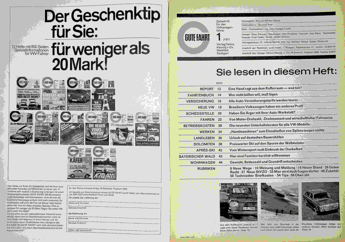 Inhaltsverzeichnis Gute Fahrt 01/1971