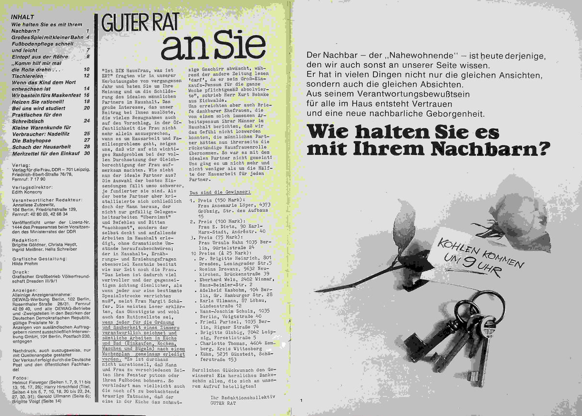 Inhaltsverzeichnis Guter Rat 01/1972