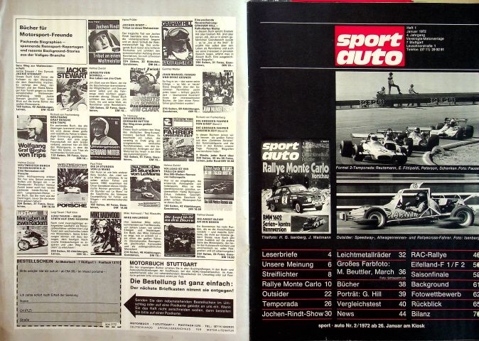 Inhaltsverzeichnis Sport Auto 01/1972
