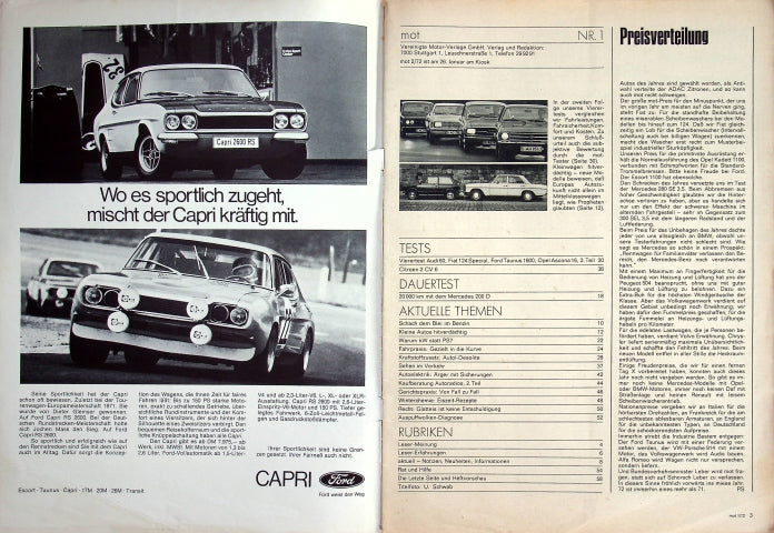 Inhaltsverzeichnis MOT 01/1972