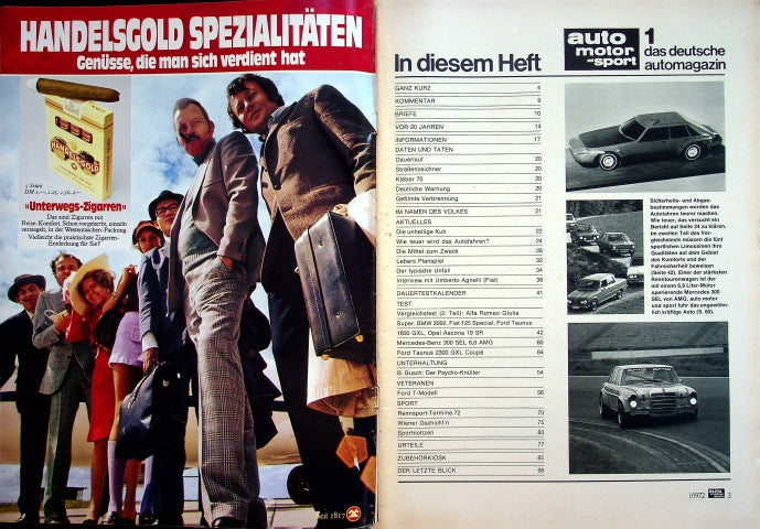Inhaltsverzeichnis Auto Motor und Sport 01/1972