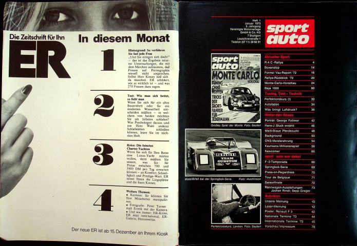 Inhaltsverzeichnis Sport Auto 01/1973