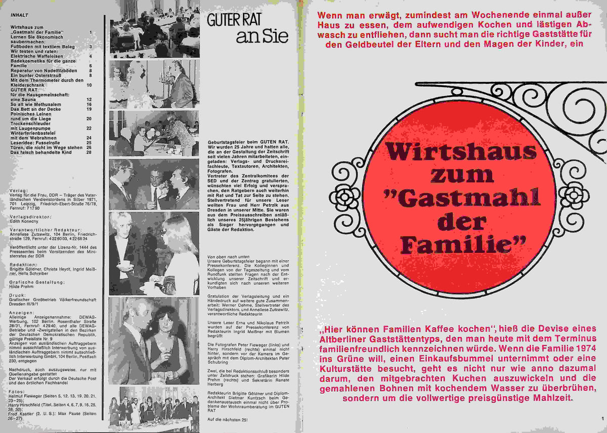 Inhaltsverzeichnis Guter Rat 01/1974
