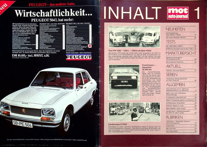 Inhaltsverzeichnis MOT 01/1974