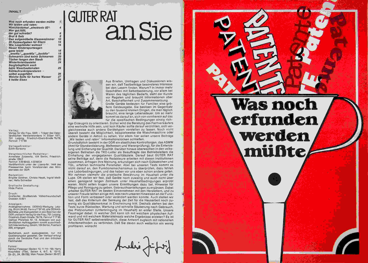 Inhaltsverzeichnis Guter Rat 01/1975
