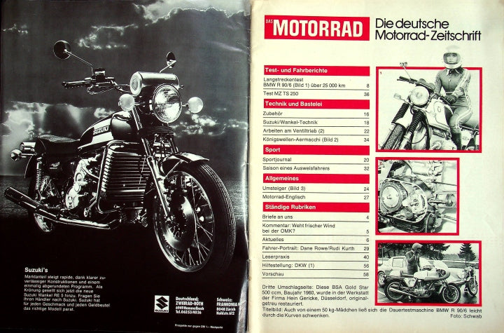 Inhaltsverzeichnis Motorrad 01/1975
