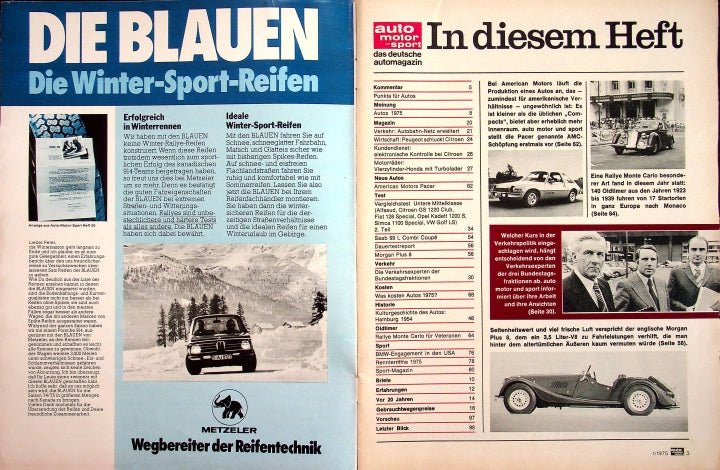 Inhaltsverzeichnis Auto Motor und Sport 01/1975
