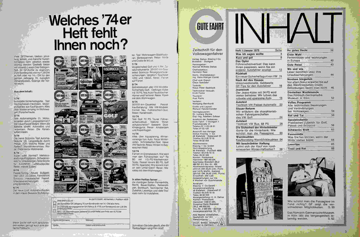 Inhaltsverzeichnis Gute Fahrt 01/1975