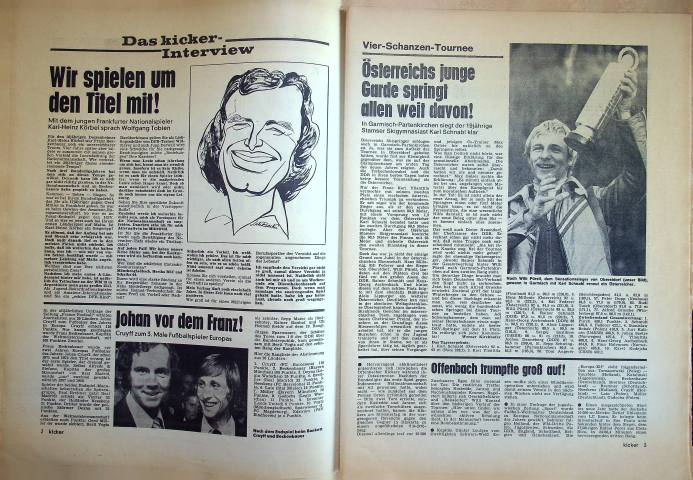 Inhaltsverzeichnis Kicker 01/1975