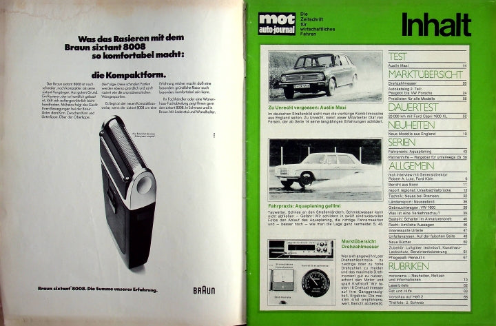 Inhaltsverzeichnis MOT 01/1975