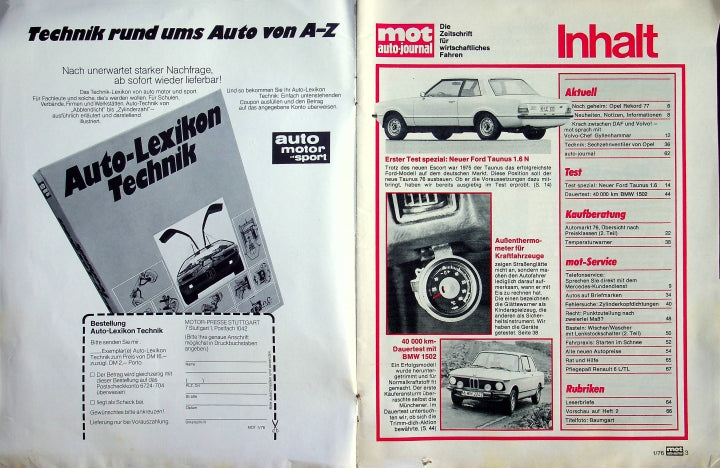 Inhaltsverzeichnis MOT 01/1976