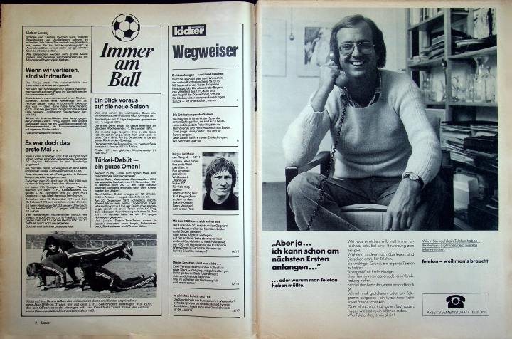 Inhaltsverzeichnis Kicker 01/1976