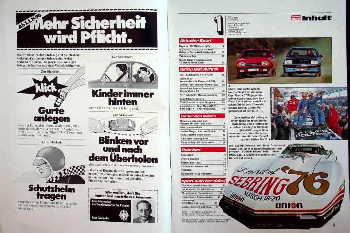 Inhaltsverzeichnis Sport Auto 01/1976