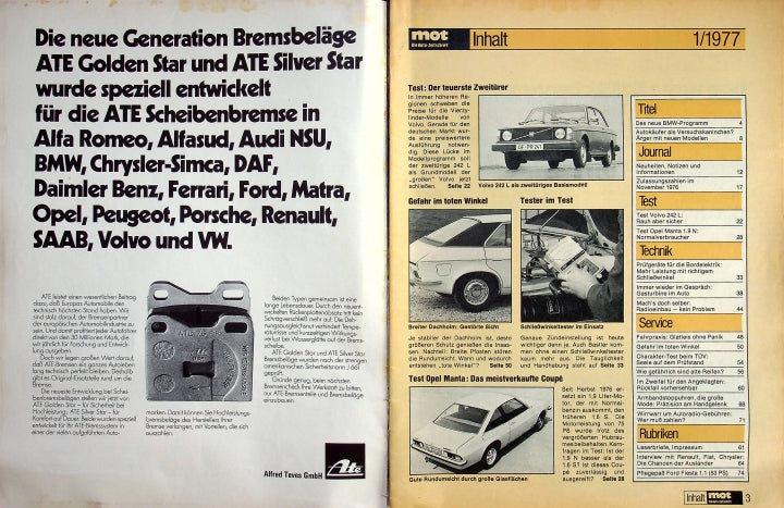 Inhaltsverzeichnis MOT 01/1977