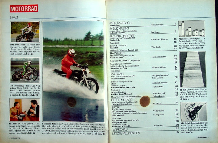 Inhaltsverzeichnis Motorrad 01/1977