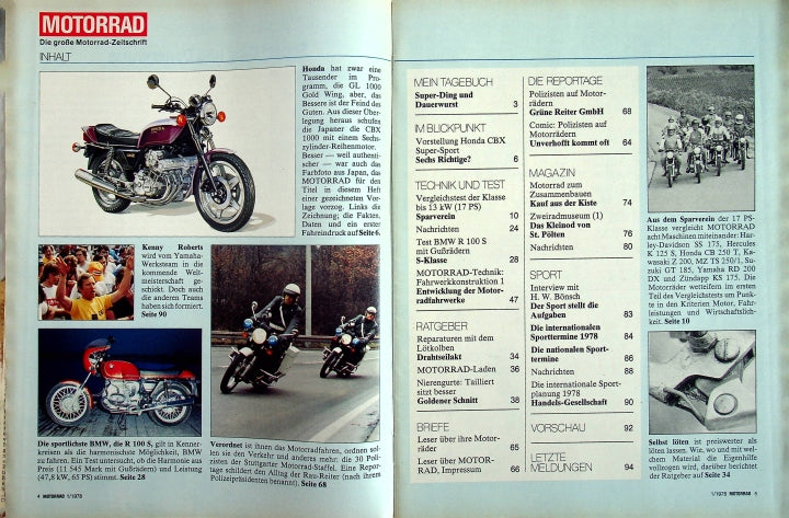Inhaltsverzeichnis Motorrad 01/1978